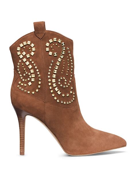 michael kors reena studded suede ankle boot|Michael Kors Suede Studded Boots for Women for sale .